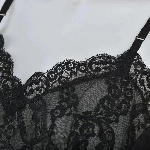 Vintage Kayser Black Slip Dress Lingerie Lace Size 36 - Picture 4 of 10